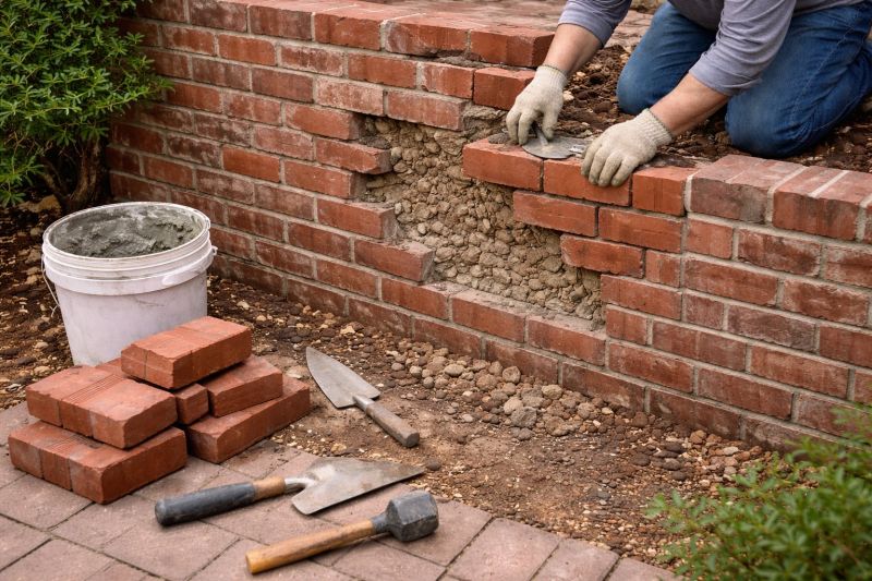 Brick Retaining Wall Repair in West Hartford, CT
