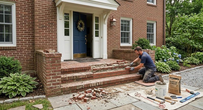Brick Stoop Repair in West Hartford, CT
