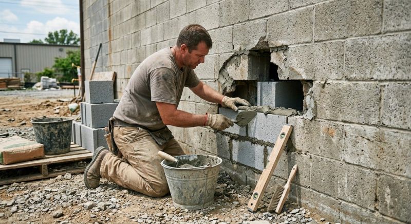 Cinder Block Wall Repair in Coventry, CT