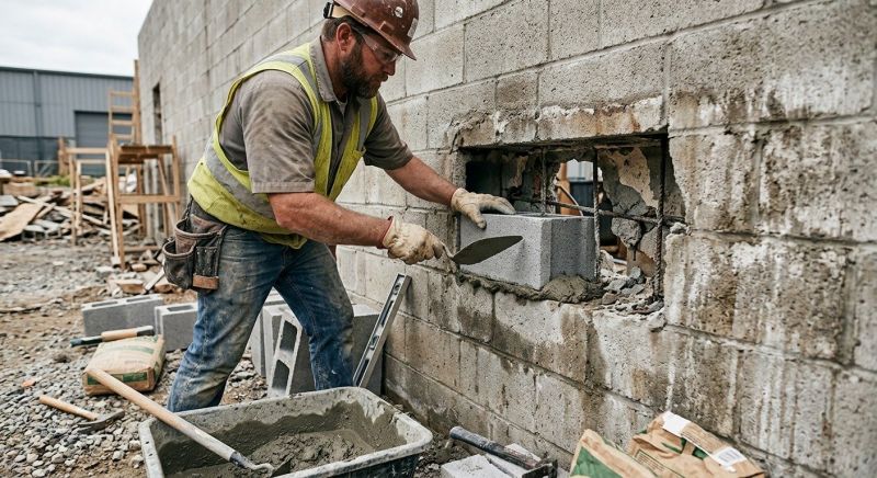 Cinder Block Wall Repair in Durham, CT