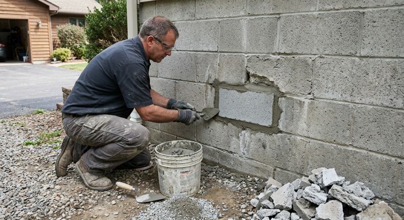 Cinder Block Wall Repair in East Hampton, CT