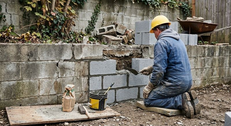 Cinder Block Wall Repair in Middletown, CT