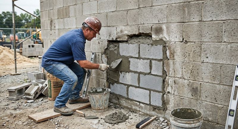 Cinder Block Wall Repair in Southington, CT