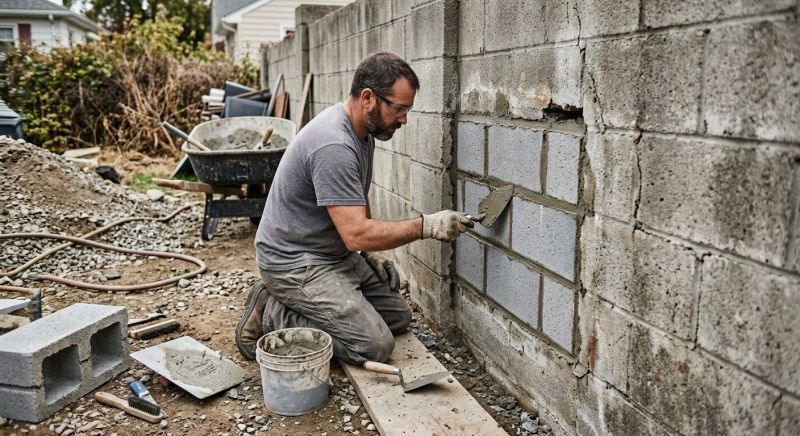 Cinder Block Wall Repair in Suffield, CT
