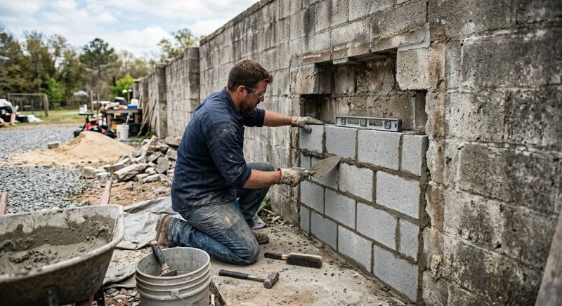 Cinder Block Wall Repair in Vernon Rockville, CT