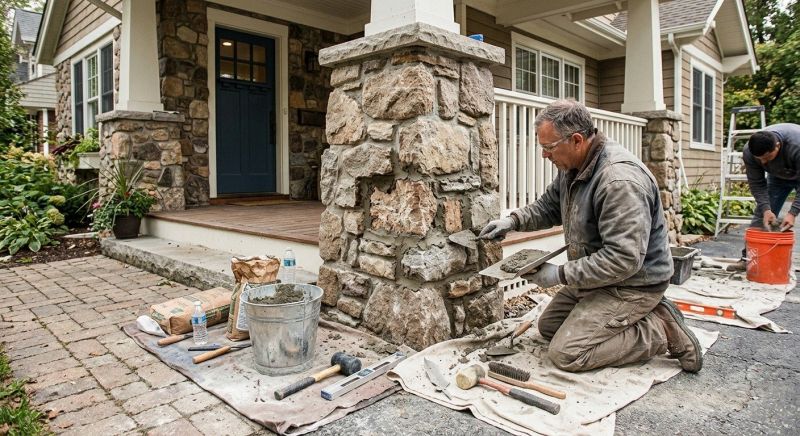 Stone Column Repair in West Hartford, CT